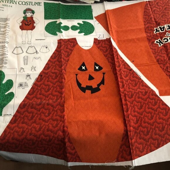 🛒 $8Fabric DIY Material 1 yard Halloween Costume Jack O Lantern Panel sizes 2-4 - Picture 2 of 6